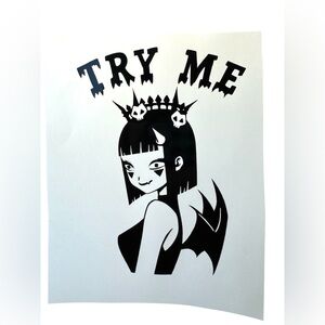 She Devil Try Me Black Vinyl Car Window Laptop Decal Bumper Sticker New